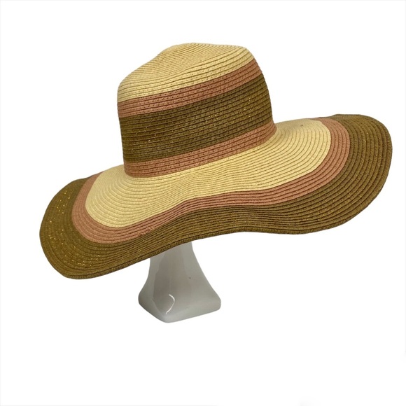 D&Y Wide Brim Sun Hat Woven 100% Paper Raffia Boho Beach Day - Picture 1 of 12